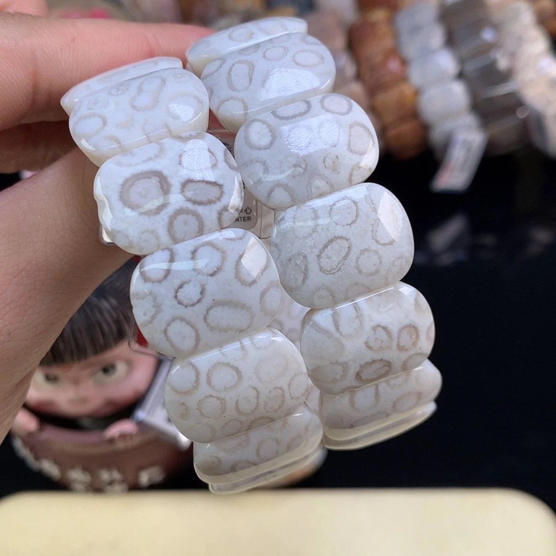 【闪购商品】颈饰未镶嵌硅化珊瑚（珊瑚玉）38号奶酪共生豹纹400一条