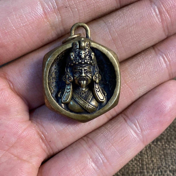 藏传纯铜扎基拉姆挂牌挂件