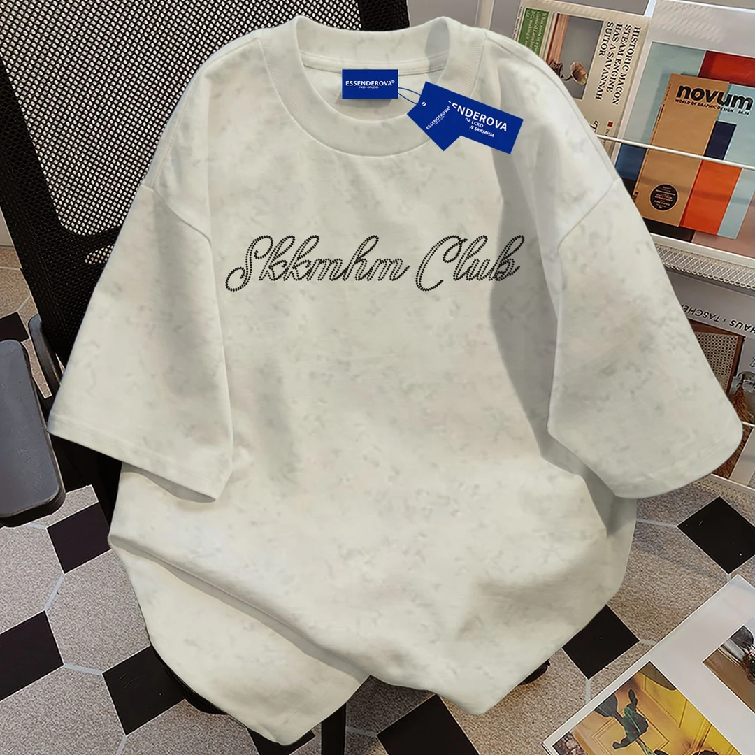 100%纯棉ins潮流扎染短袖字母t恤男女夏季爆款宽松圆领情侣上衣