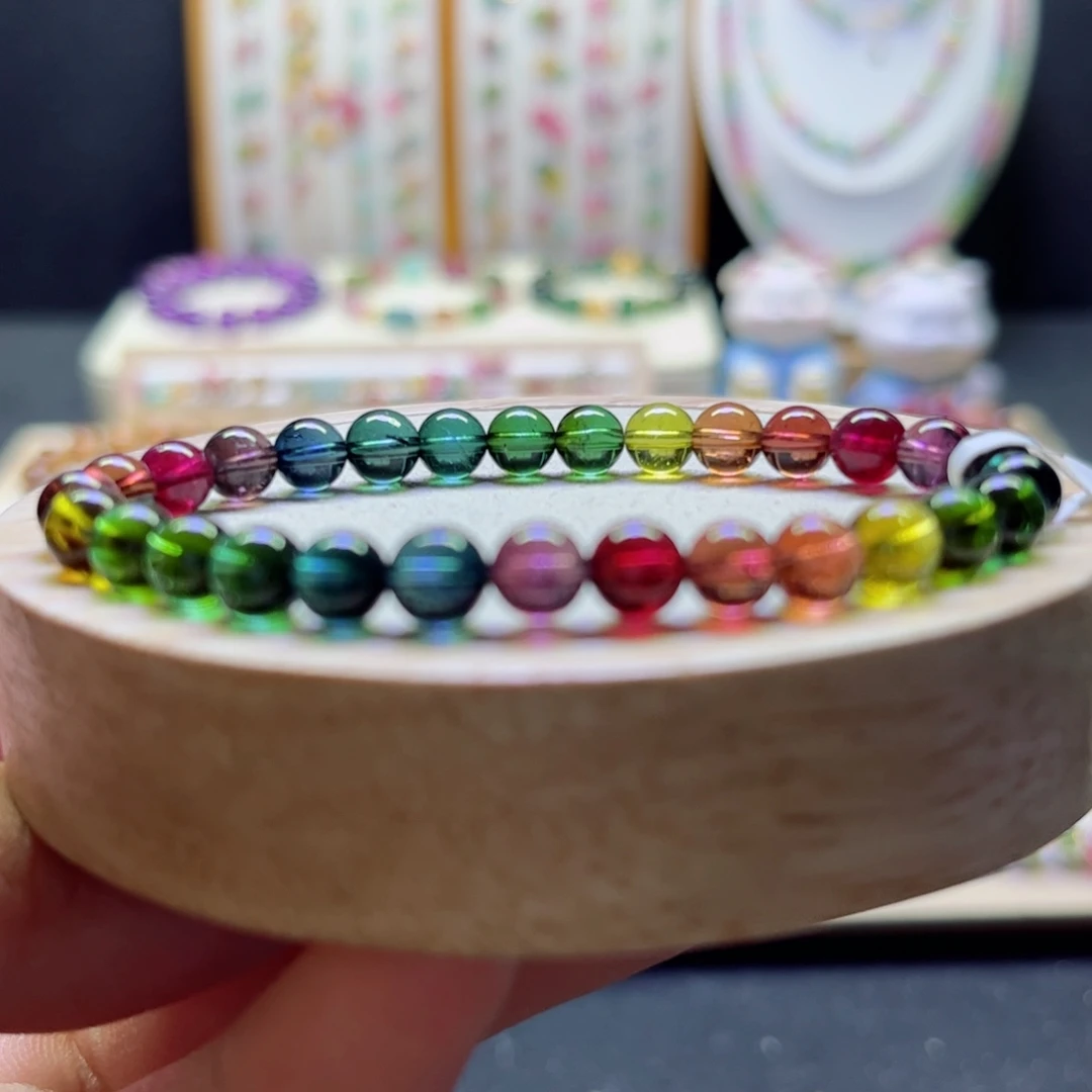 手链未镶嵌碧玺6.2mm色标彩虹