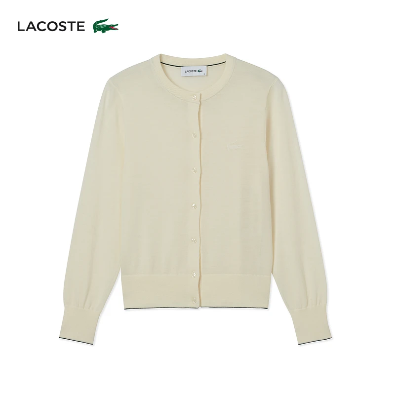 LACOSTE法国鳄鱼女装25秋季新款舒适圆领羊毛衫针织开衫|AF1020
