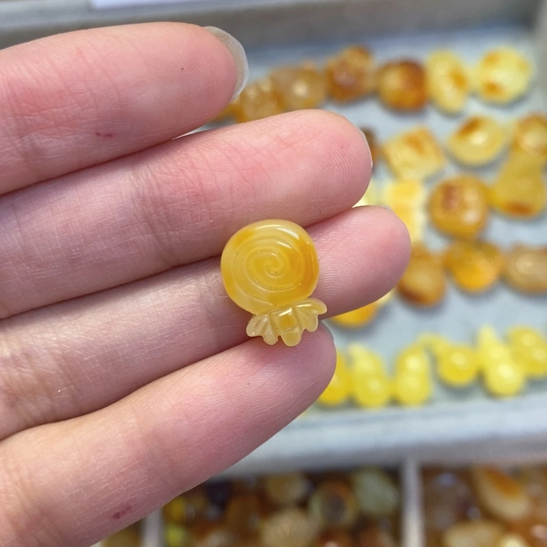 蜜蜡颈饰未镶嵌棒棒糖