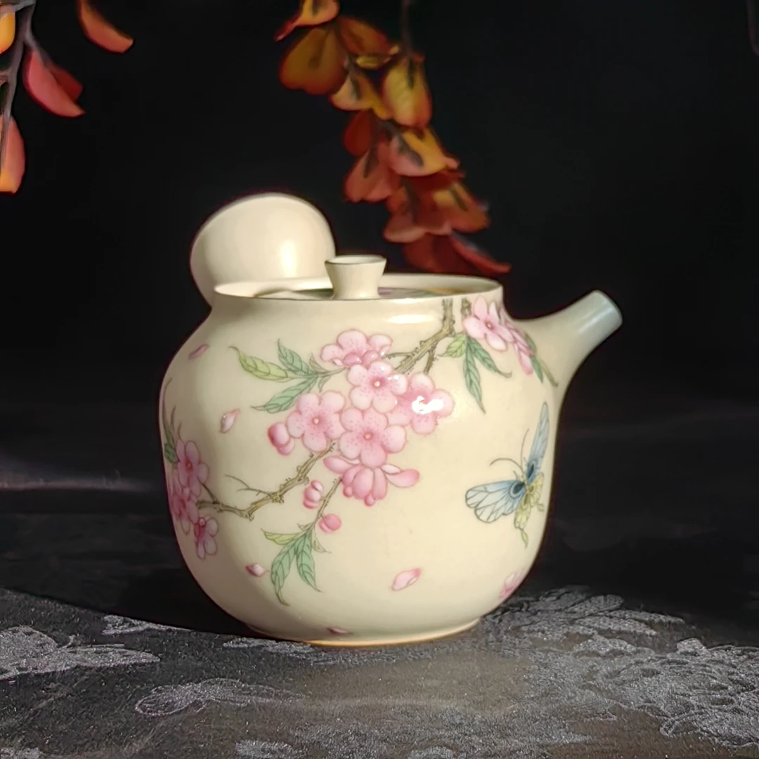 了物 桃花仙境望言侧把壶 LW219