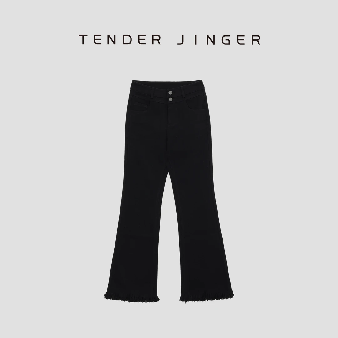 Tender Jinger【专柜】流苏边高腰微喇牛仔裤T51ZDD230Z