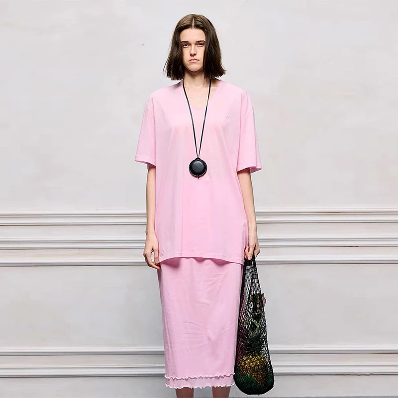 YOUWEI有尾2025夏季新品懒人系U领短袖T恤5222