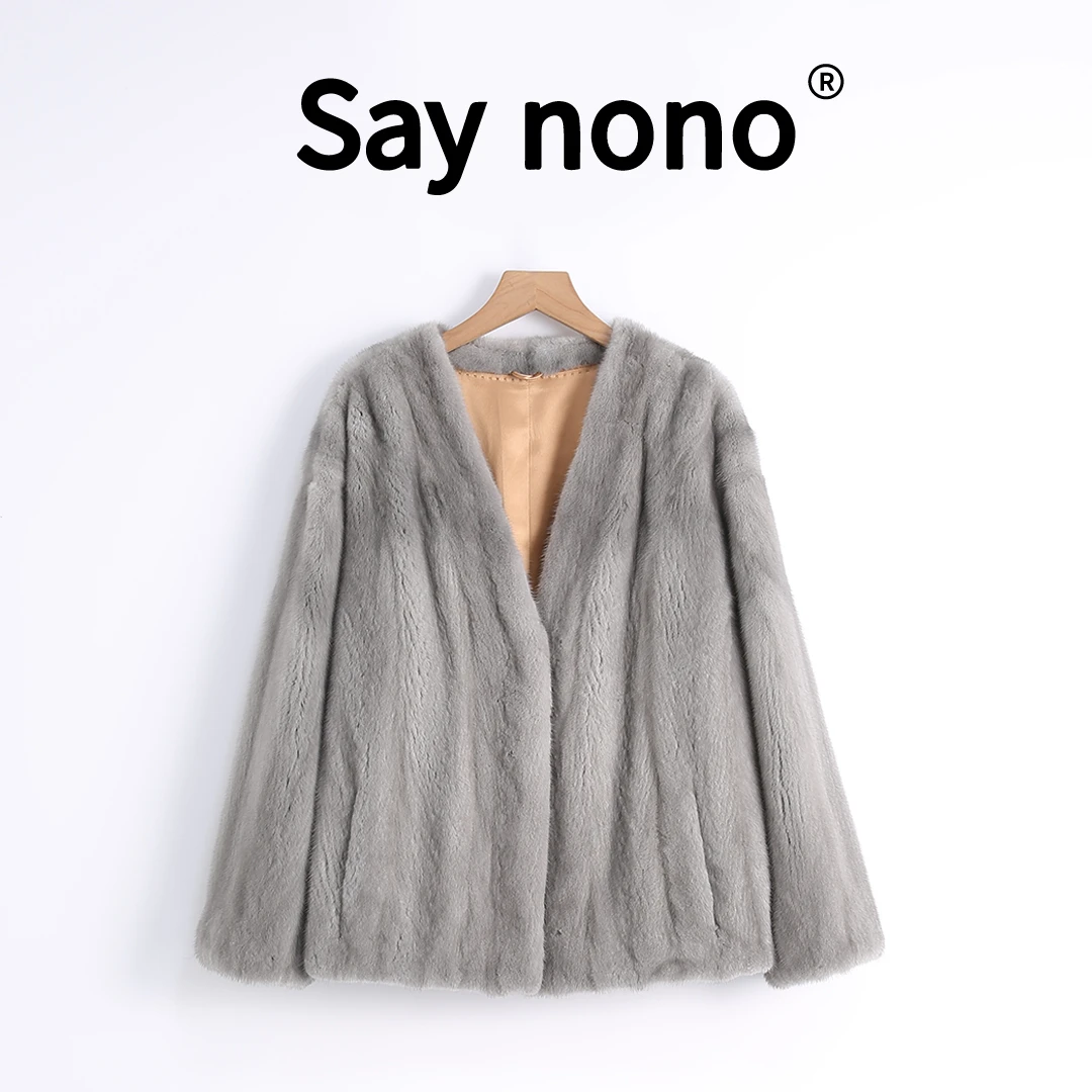 懒猫nono│Saynono＿天鹅绒短二水貂抽刀皮草外套女/XS918A