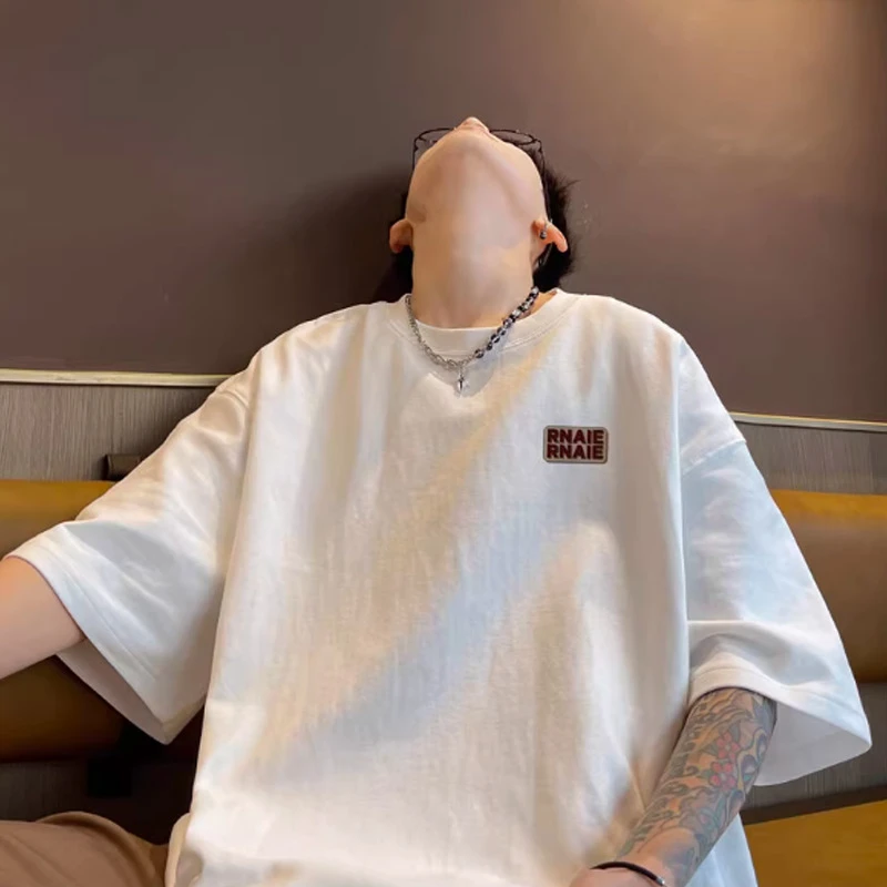 港风ovresizeT恤男士夏季潮牌痞帅百搭休闲短袖日系宽松纯棉半袖