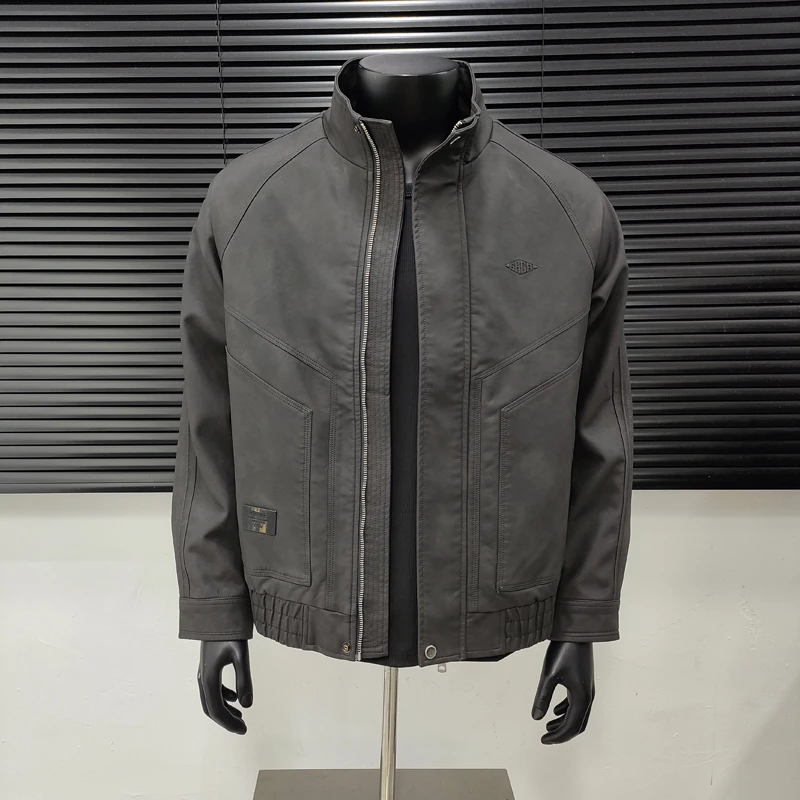 皮衣男美拉德复古机车风PU皮夹克男士春秋新款潮牌帅气宽松外套男