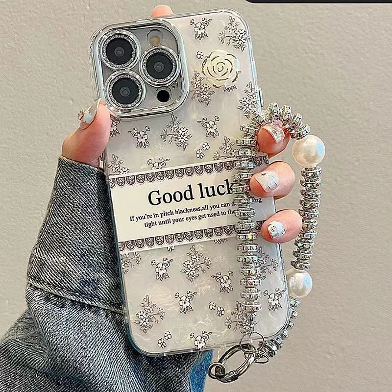 网红同款花适用苹果16Promax手机壳IMD高级感14贝壳纹16精孔爆款