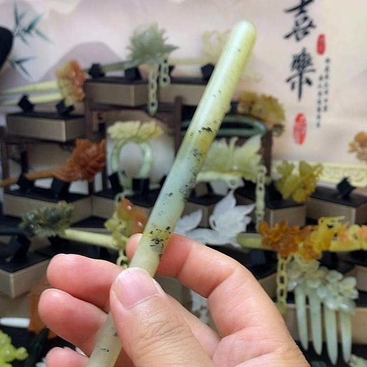 蛇纹石玉合金发饰