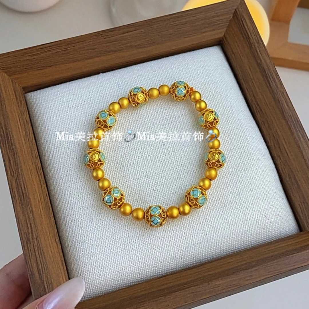 钛钢亚克力手链 丝青花珐琅轻奢时尚百搭气质精美手串饰品女款