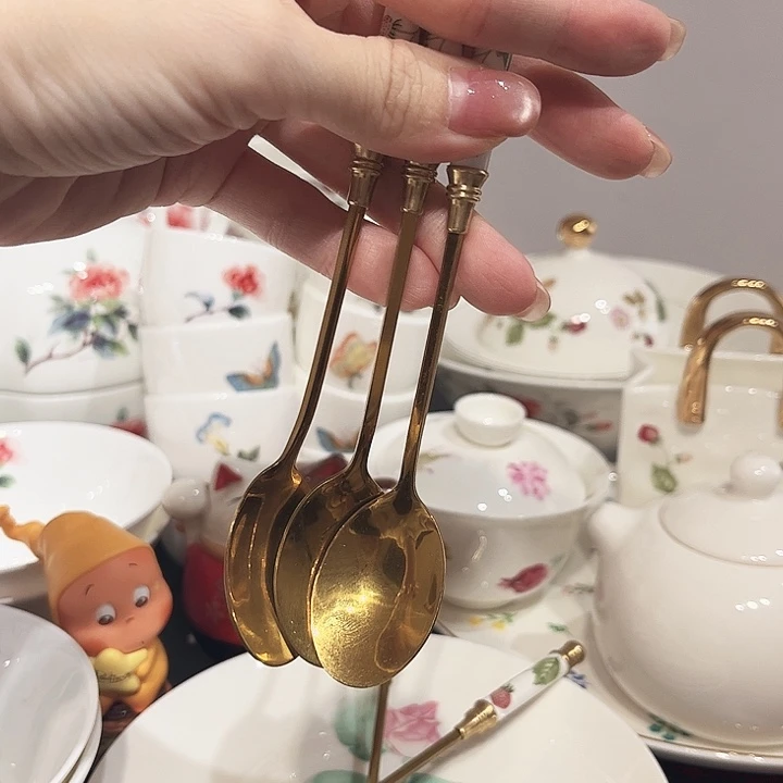 瓷片咖啡勺勺子勺子3个