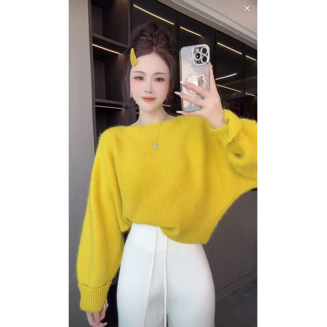 曼曼【软糯温柔】新款慵懒风兔毛针织软糯毛衣100211#