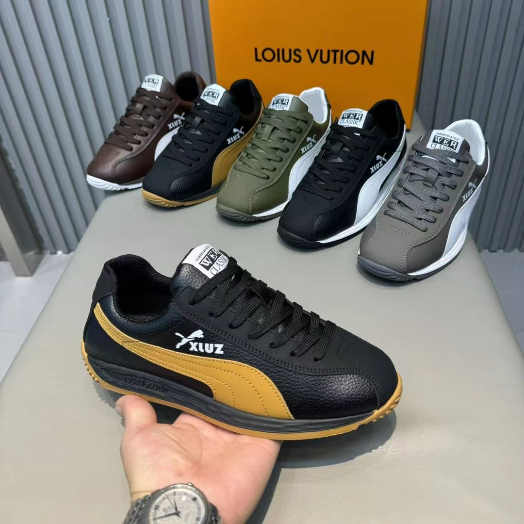 冬季新款男士皮面拼色时尚百搭潮流韩版运动休闲男板鞋