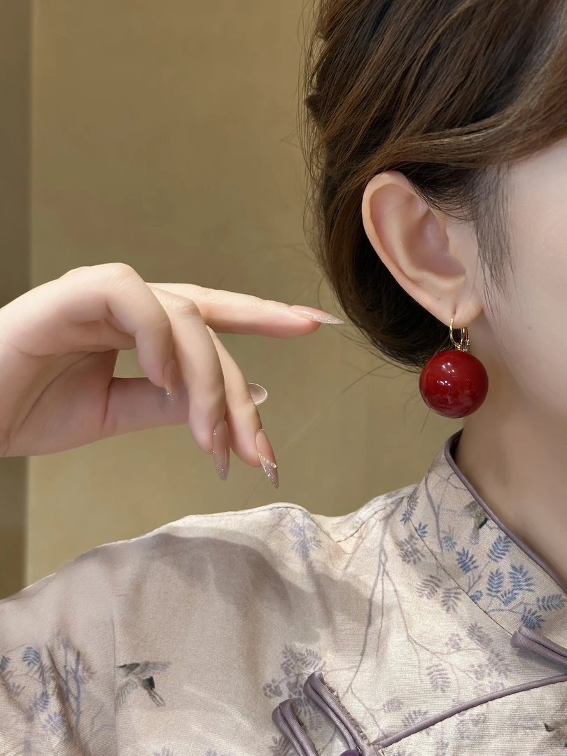 铜合金仿珍珠耳饰 港风复古大珠按扣款16mm19mm25mm耳环时尚百搭