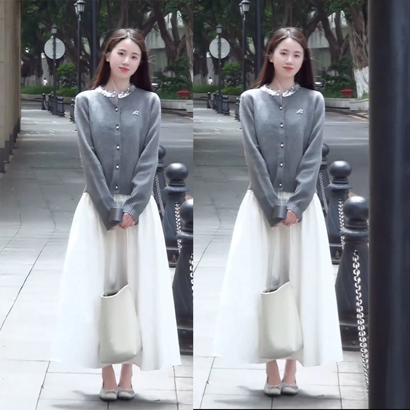 2025秋季新款设计感一整套时尚百搭长袖开衫女休闲半身裙两件套装