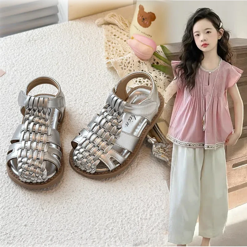 女童凉鞋2025夏季新款韩版休闲鞋儿童透气包头童鞋小女孩沙滩鞋子