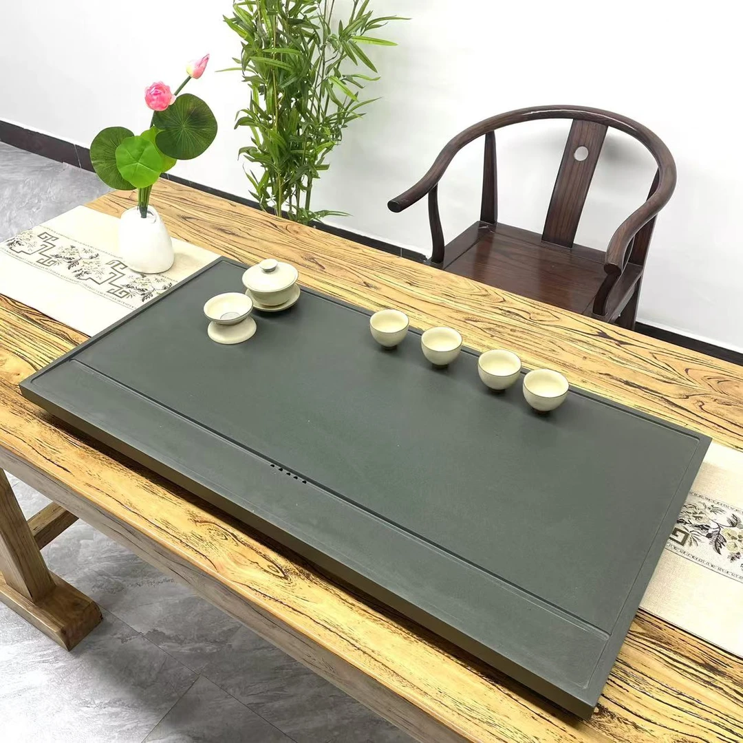 简奢天罗绿天然整块原石简约易打理家用客厅办公高端石茶盘