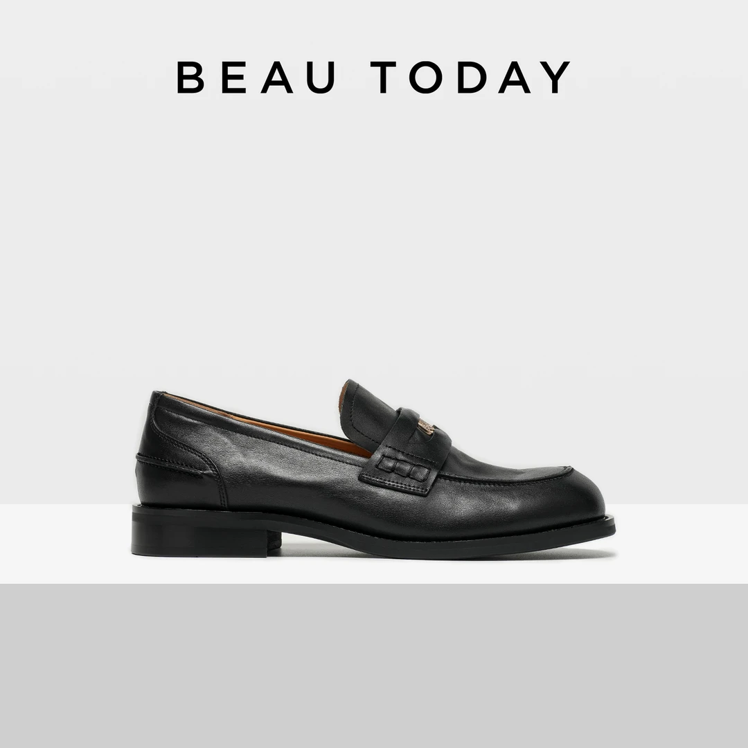 BeauToday【商场同款】乐福鞋单鞋商务经典英伦风粗跟女士单鞋