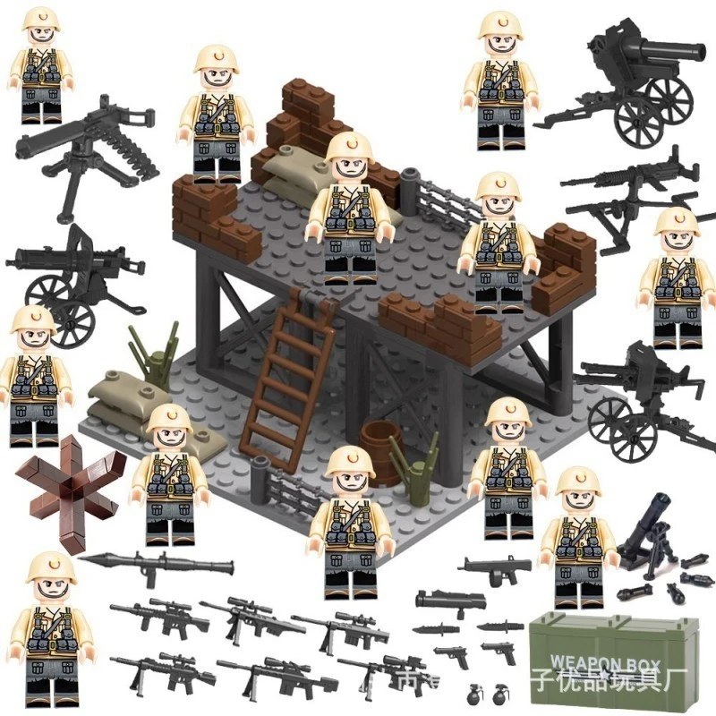 二战积木拼装人偶美军德军英军二战军事益智玩具男孩玩具