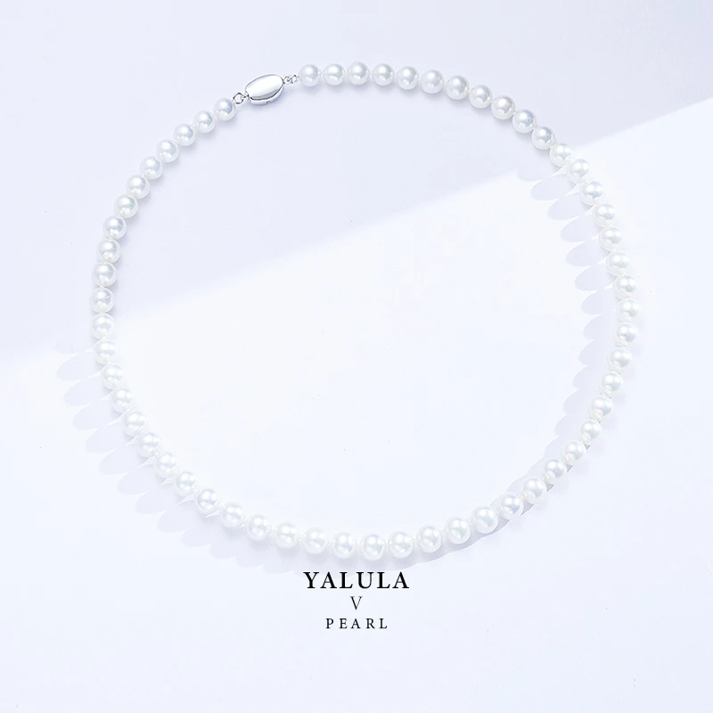 YUNJING/云境【龙总】8-9mm淡水珍珠无核项链经典白色强光RY8130