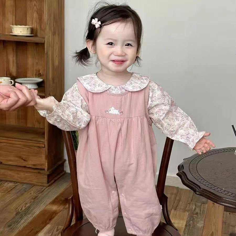 【甜蜜家】碎花小兔女宝宝春秋款两件套外出服 优雅公主甜美可爱