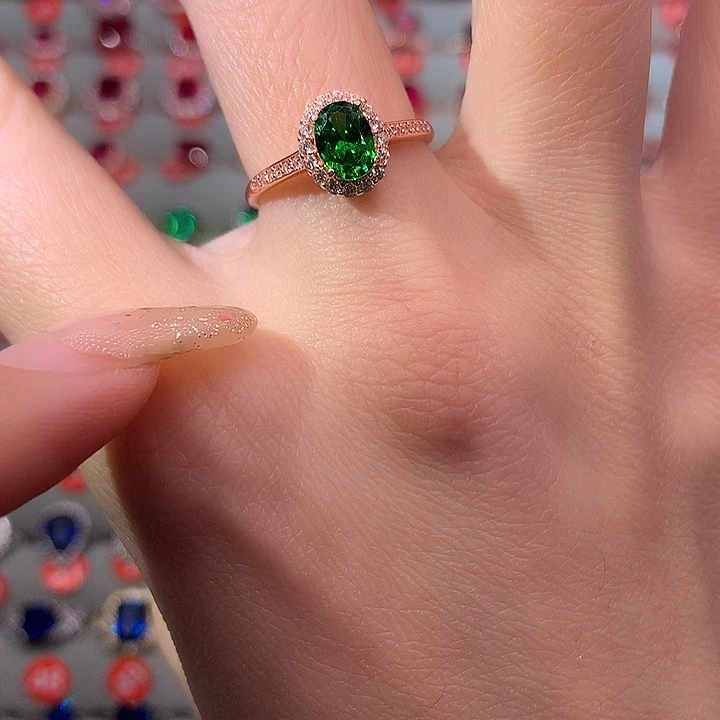 透辉石戒指银S925镶嵌