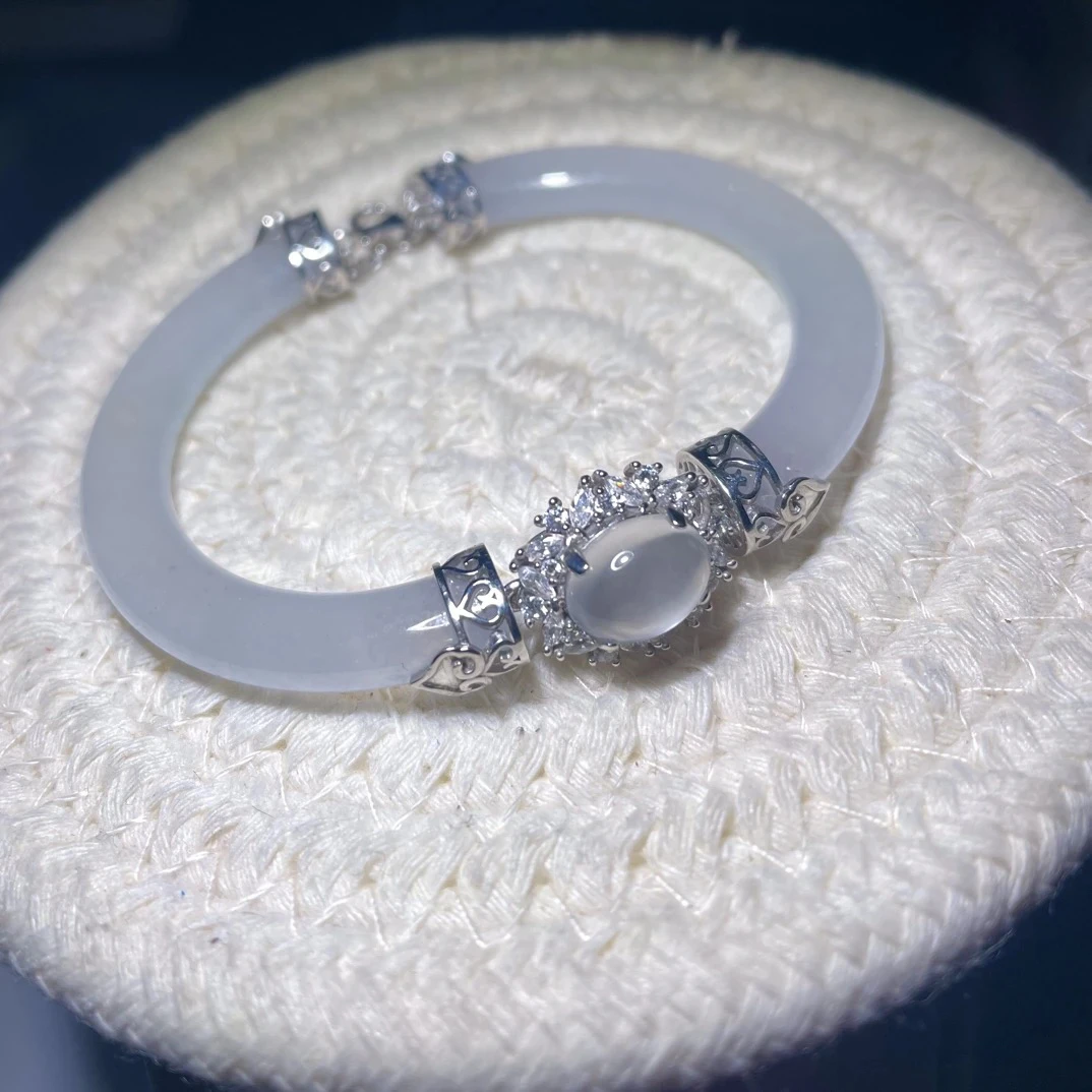 天然缅甸A货翡翠新中式古风手镯DIY定制