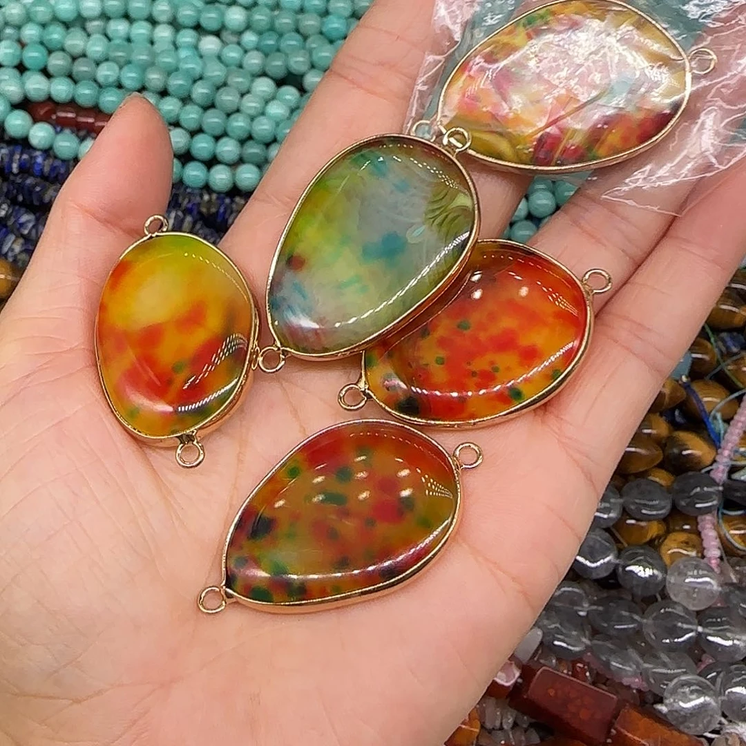 玛瑙/玉髓合金珠宝半成品玛瑙双孔一个