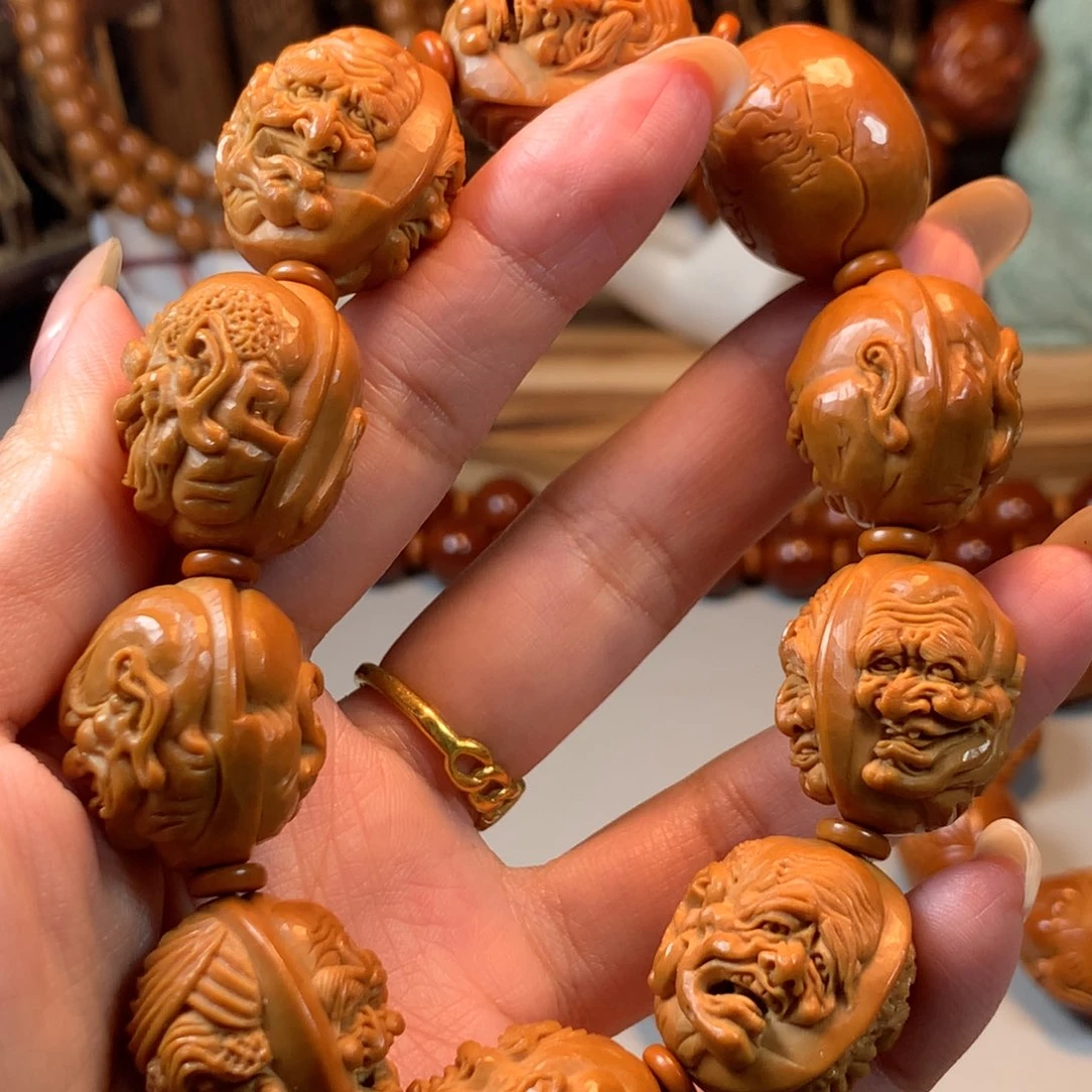 手串/手链橄榄核浪****?浮雕罗汉橄榄核