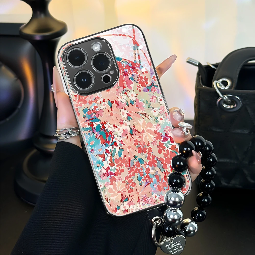 适用于苹果16华为OPPO小米VIVO高颜值可爱新颖电镀玻璃壳BG0234