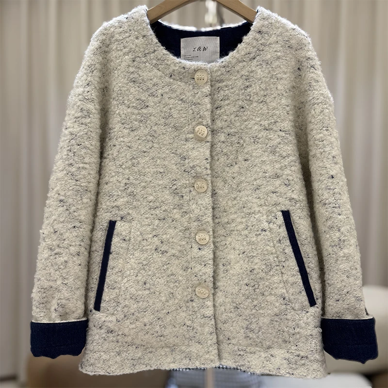 zaw大码女装毛呢外套女秋冬宽松加厚冬季胖mm呢子大衣显瘦/25447