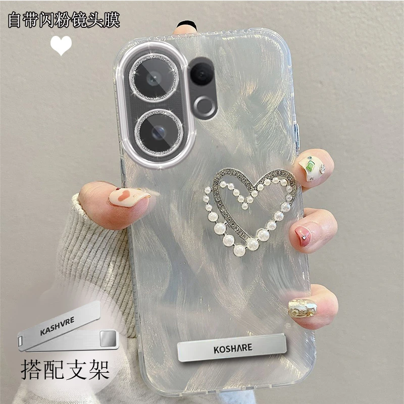 带镜头膜VIVOS30手机壳镶钻珍珠羽纱珍珠爱心s30promini全包软壳