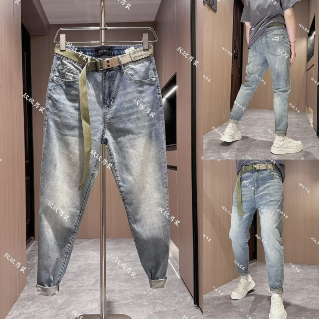 潮牌刺绣高弹水洗百搭潮流牛仔裤