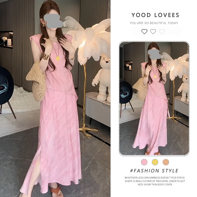 法式简约设计感无袖绑带上衣女高腰显瘦半身裙套装2025夏季新款潮