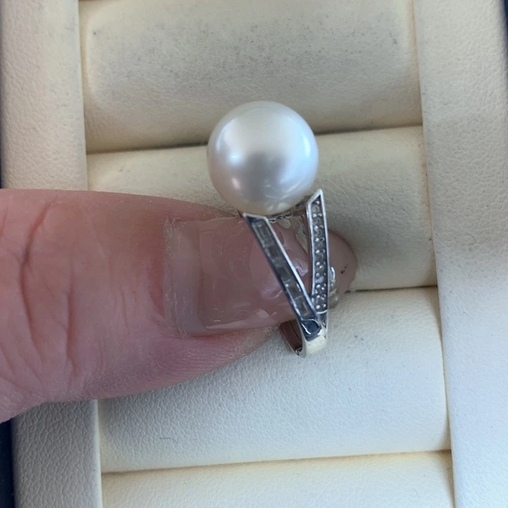 银S925镶嵌戒指海水珍珠