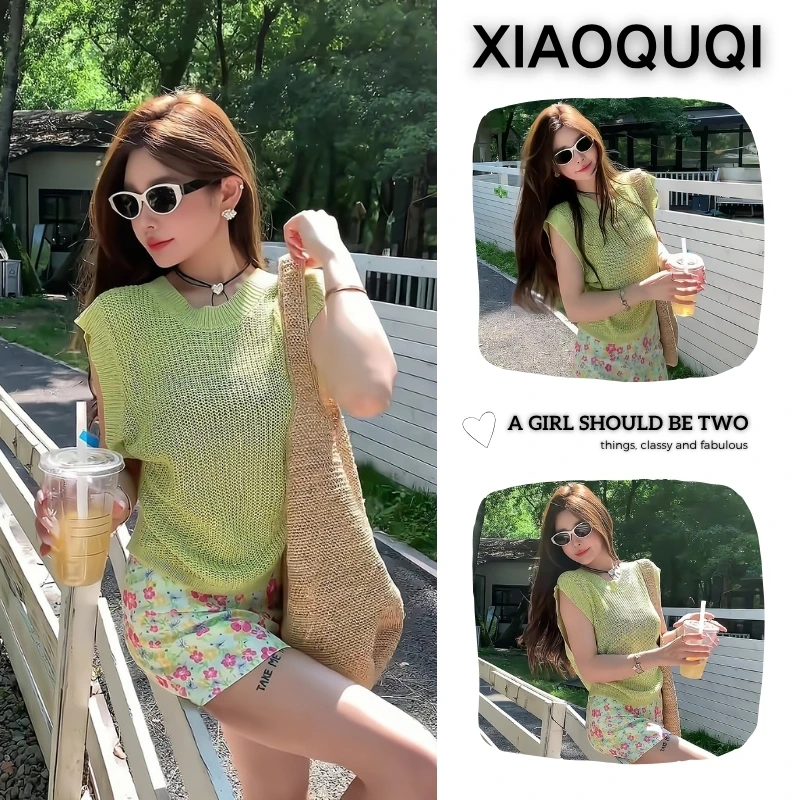今年流行穿搭一整套2025新款韩版甜辣风透气背心碎花小短裙两件套