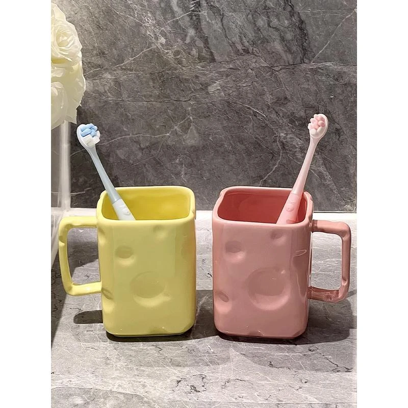 新奶酪漱口杯高颜值轻奢家用刷牙杯子情侣一对牙缸洗漱杯收纳盒