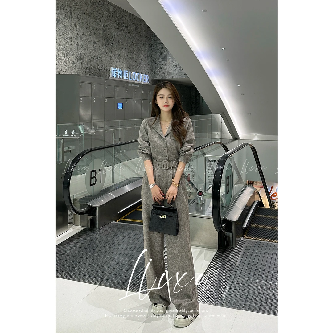 LiixuSP春季新款休闲时尚套装高腰显瘦减龄阔腿裤两件套L51TZ053