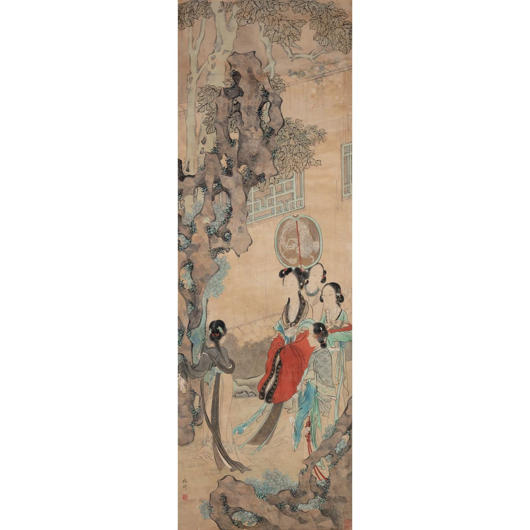改琦 凤仪游春 立轴 146×47cm