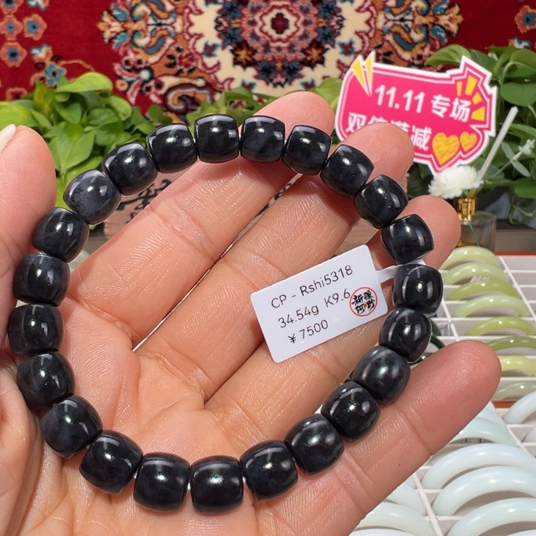 和田玉未镶嵌颈饰新疆和田玉时尚青花手串k9.6