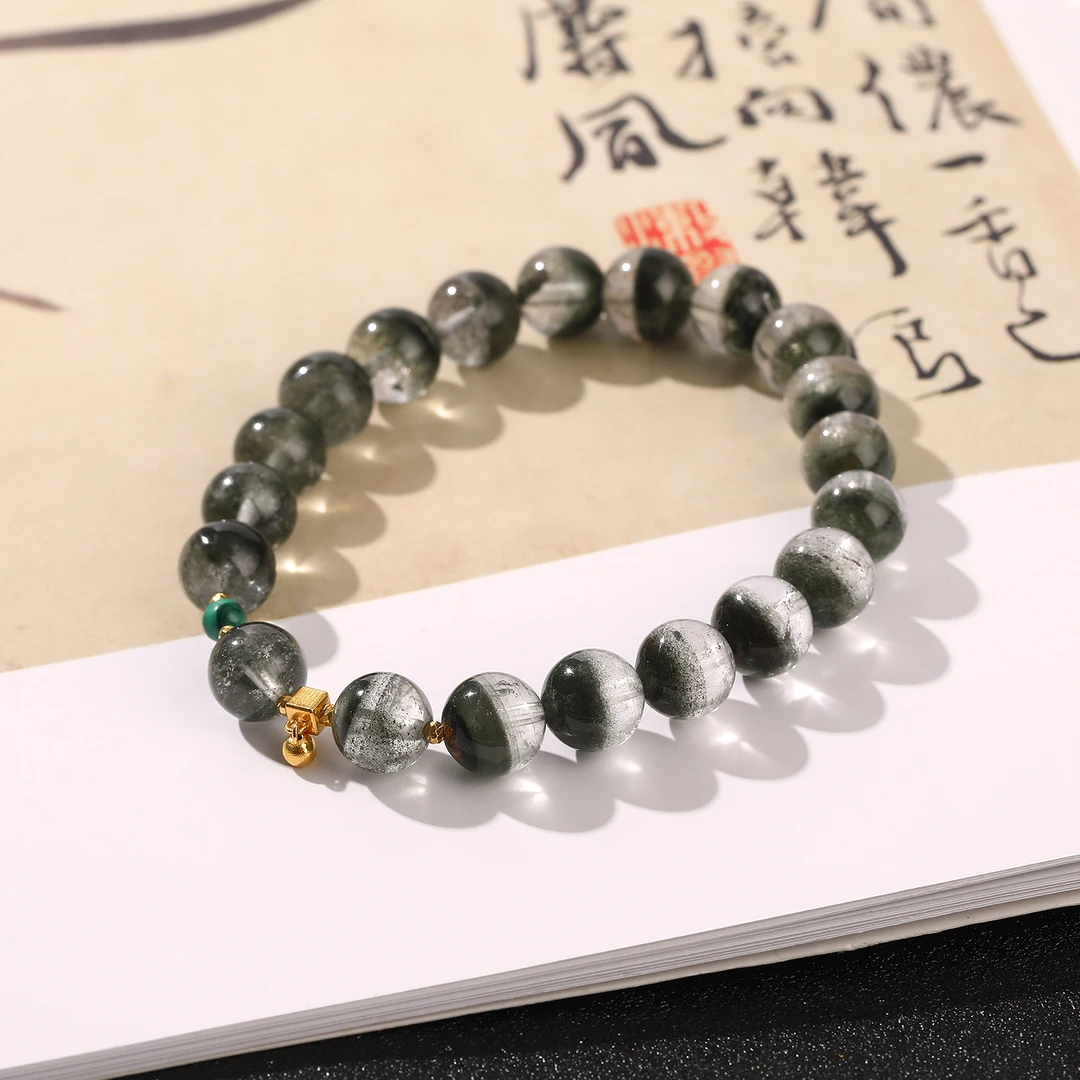 【工美传承】春机盎然18k金绿幽灵手串