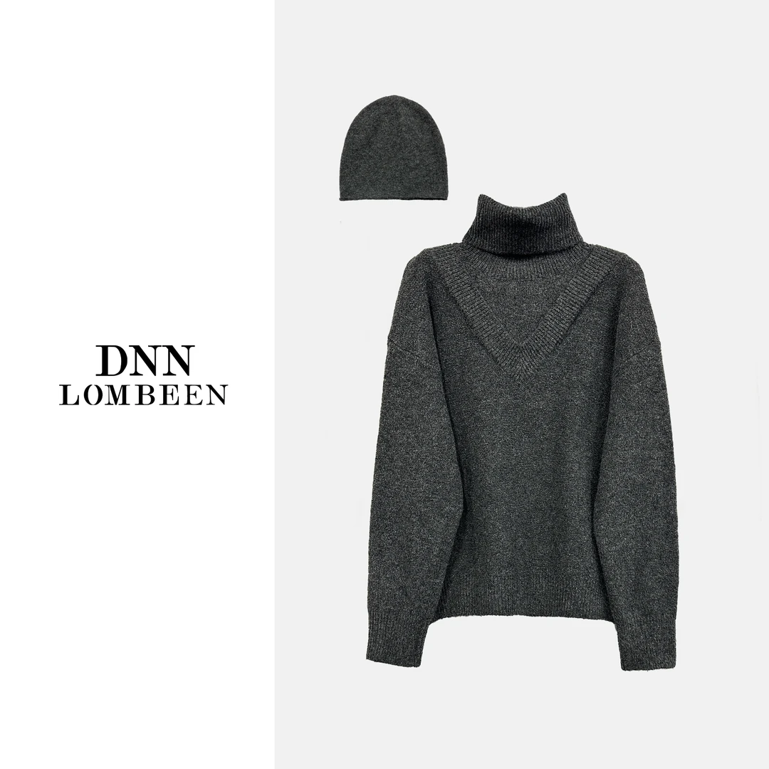DNN LOMABEEN129#简欧设计感假两件堆堆高领宽松版针织套头款毛衫