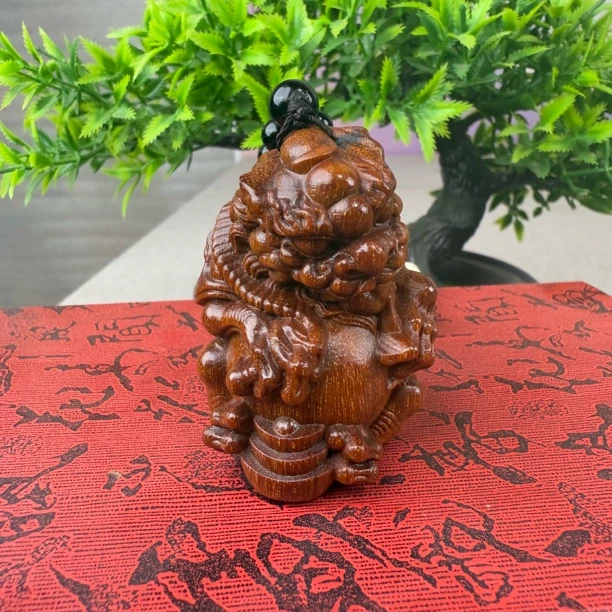 五帝貔貅手把件满星龙鳞木雕把玩件挂件茶宠