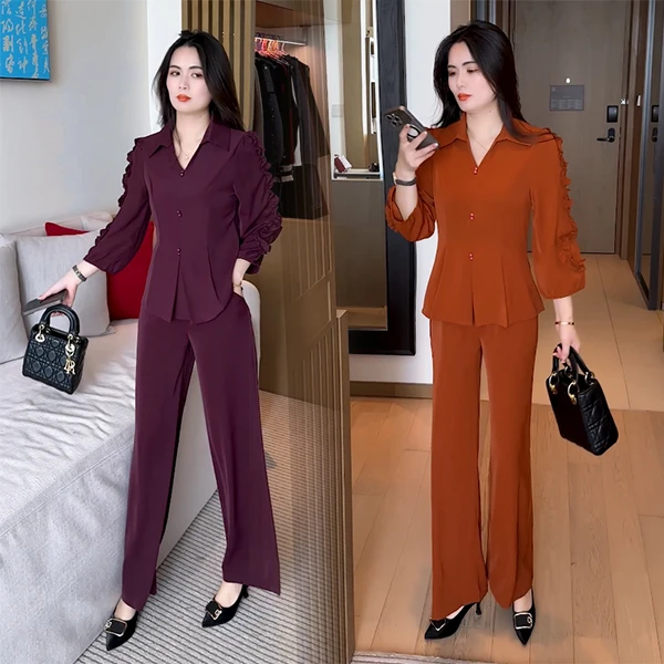 【季颜品牌】新款穿搭气质显瘦遮肉时尚洋气休闲减龄长袖套装