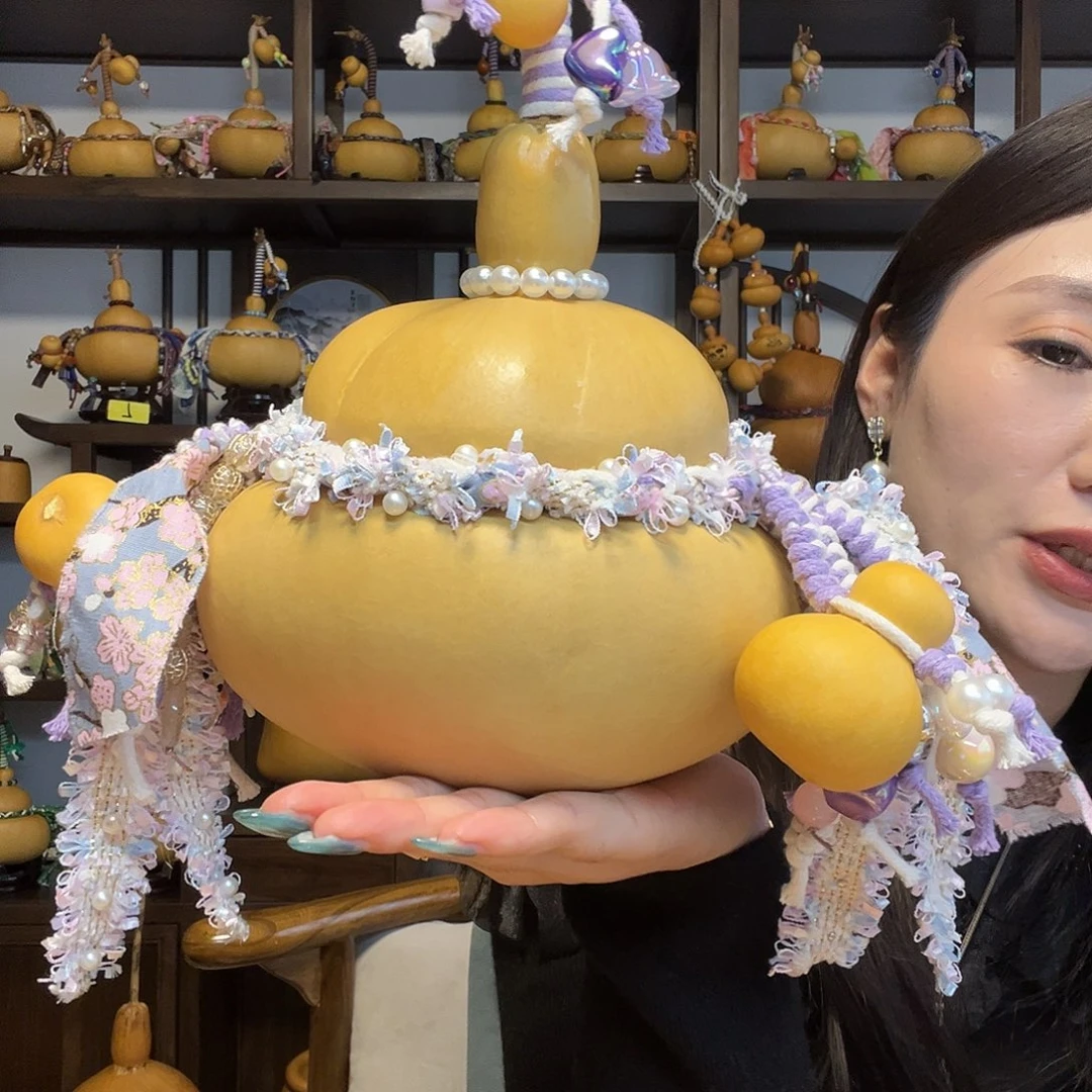 店***二熊猫脸钱袋子葫芦摆件