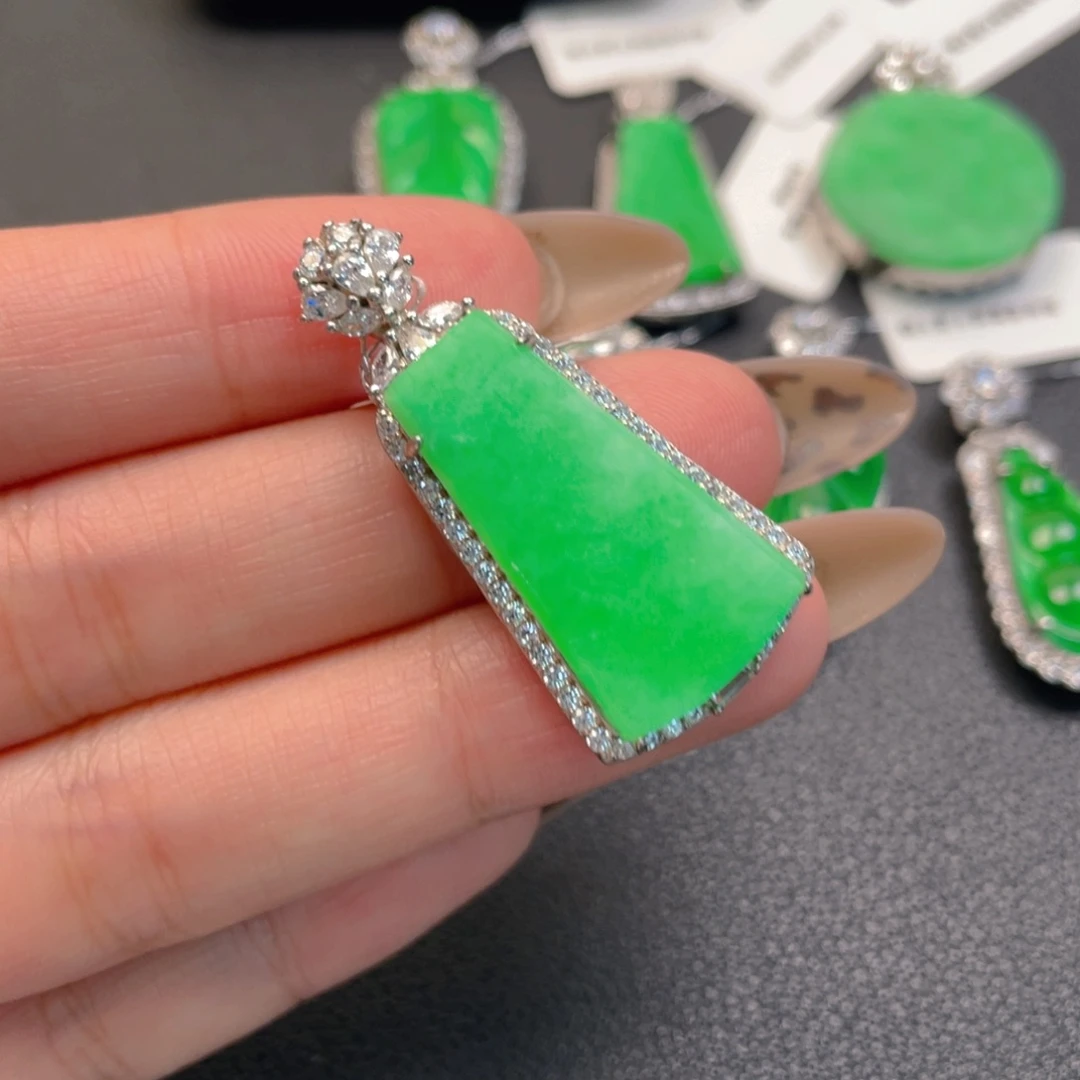 翡翠银S925镶嵌吊坠(不含链)