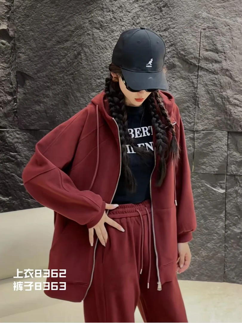 8362男女同款高品质加厚新款宽松上衣加肥加大连帽防风卫衣潮