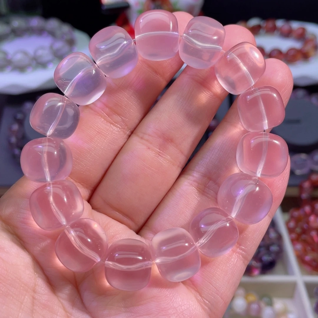 水晶未镶嵌手链粉晶手链
