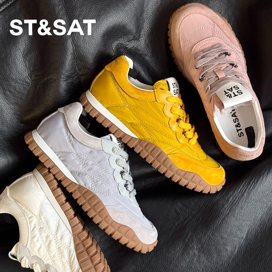 【漫旅拼图】星期六2025新款厚底休闲真皮阿甘鞋百搭拼接德训鞋